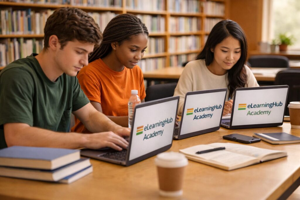 Studying in the library together